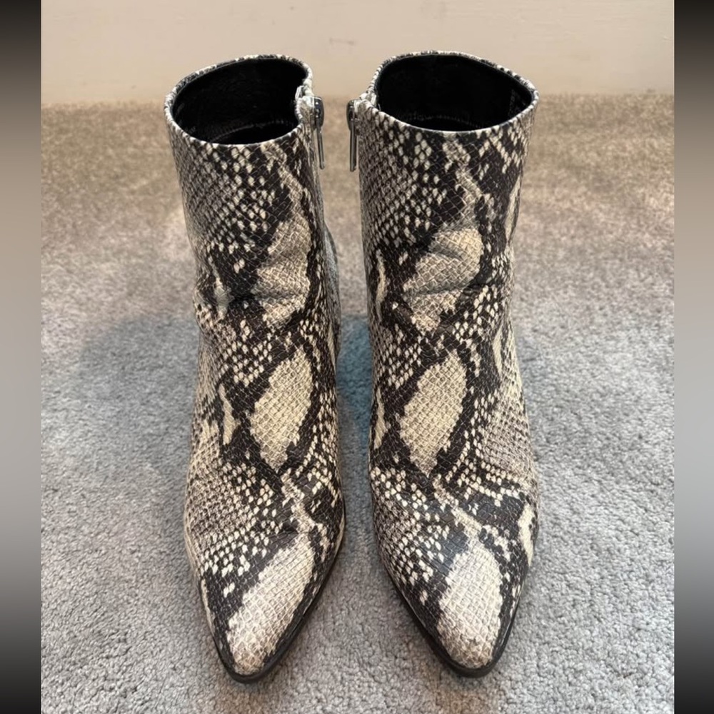 Snakeskin Ankle Boots / Booties - Black and White